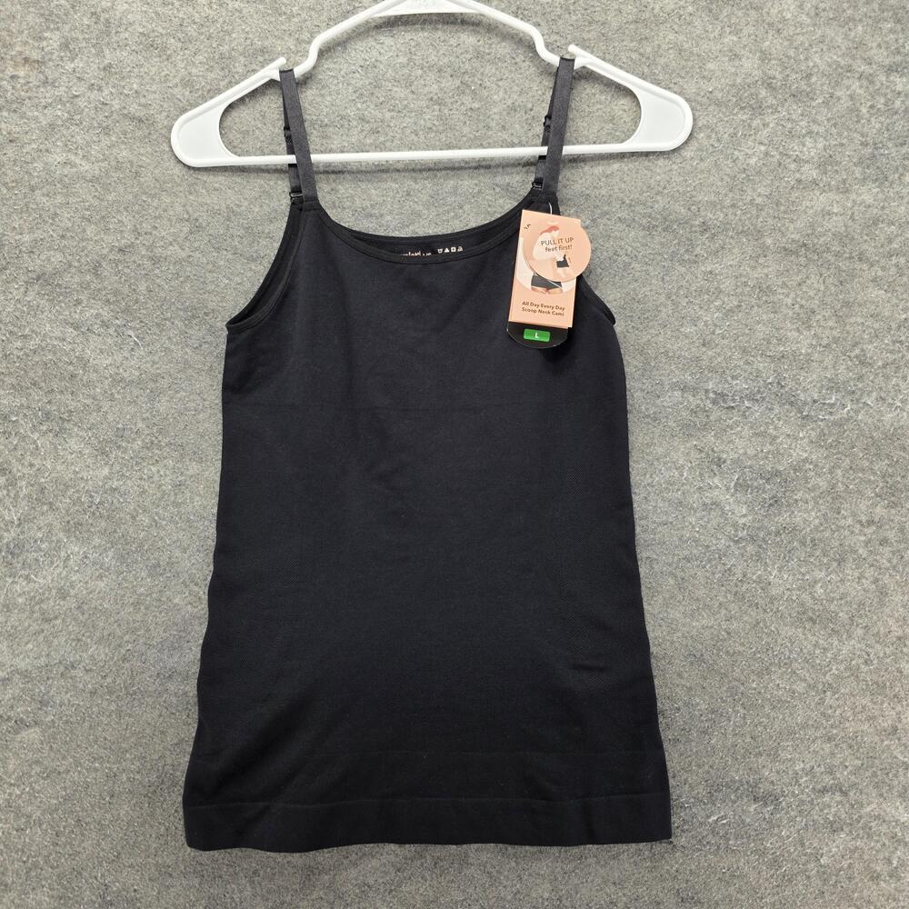 Shapermint Essentials Tank Top Womens L Black Scoop Neck Shapewear Cami